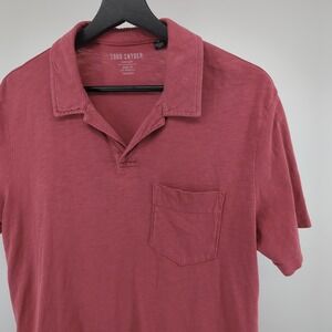 Todd Snyder Shirt Mens Small Red Heathered Montauk Tipped Collar Polo USA